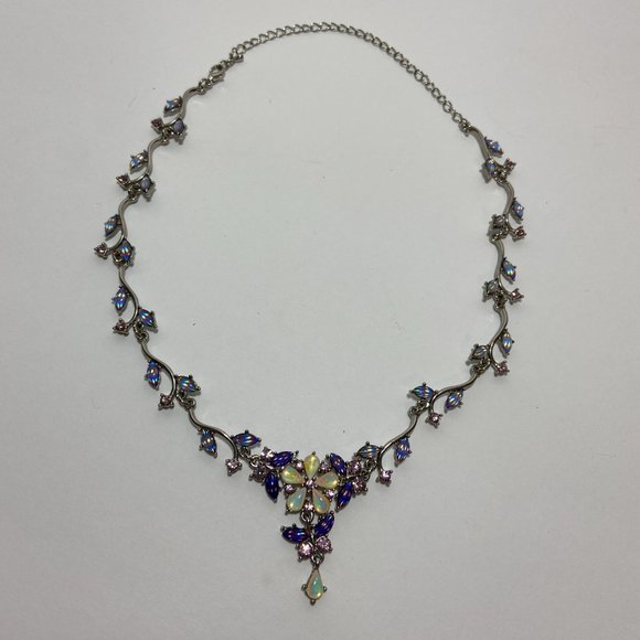 Jewelry - Iridescent Crystal Floral Statement Necklace